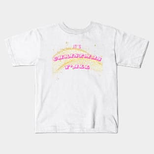 It's Christmas Y'all - pink and gold Kids T-Shirt